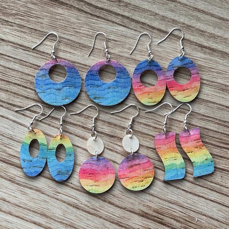 Leather Earrings - Rainbow